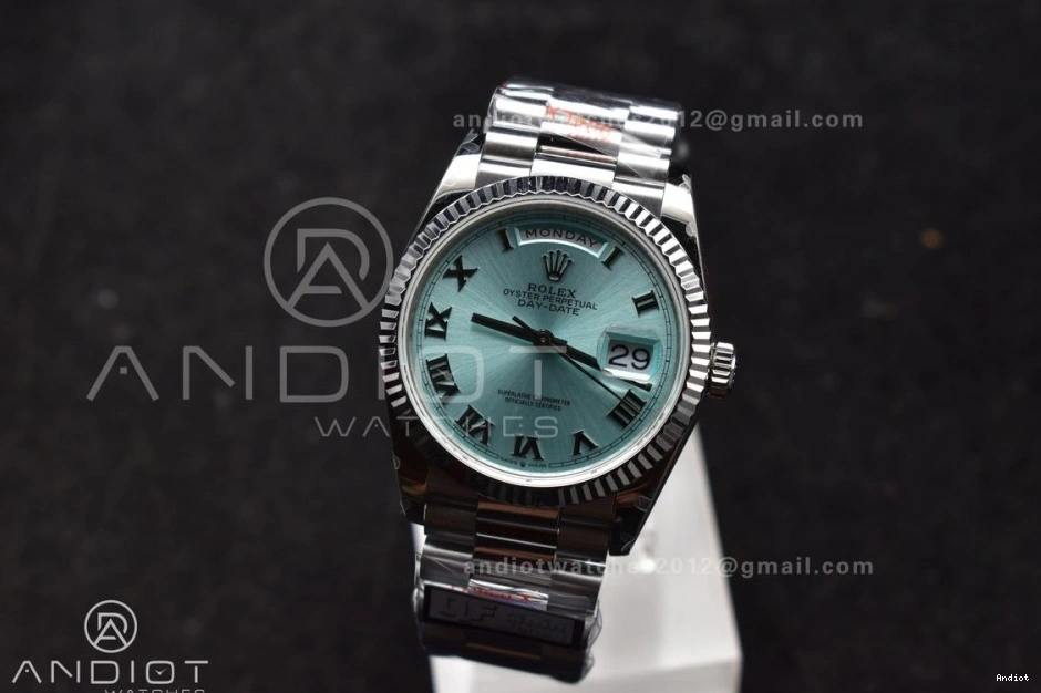 Dial President vr3255 Bracelet Best V5 QF Edition (Gain Weight) 36 Steel DayDate on Light Roman 904L SS Blue 0523